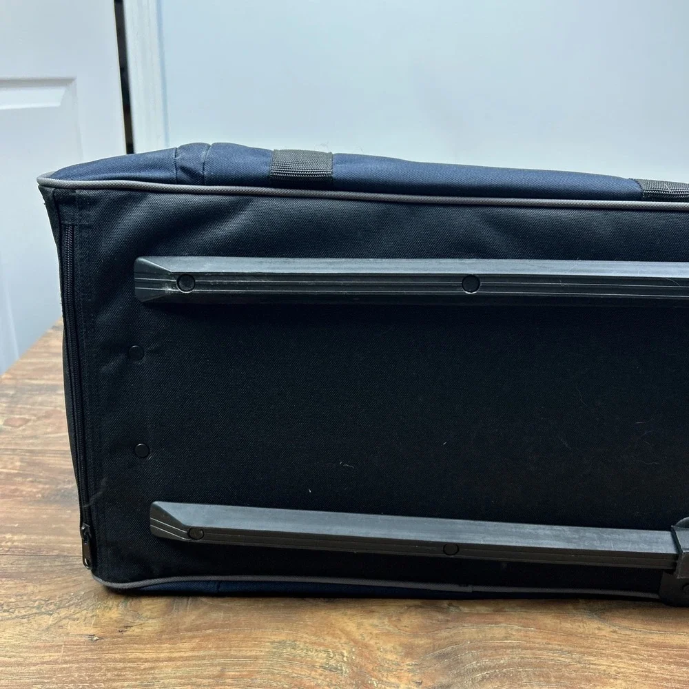 Eddie Bauer Rolling Duffel Navy Pocket Pull‎ Handle Travel Gym Bag New w/ Tags